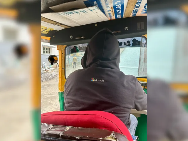 Bengaluru man wearing a Microsoft hoodie seen driving auto 