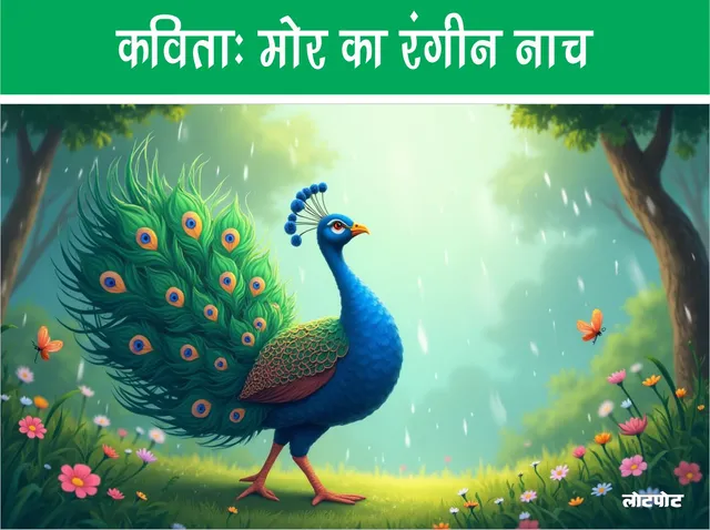 Poem Colorful dance of peacock