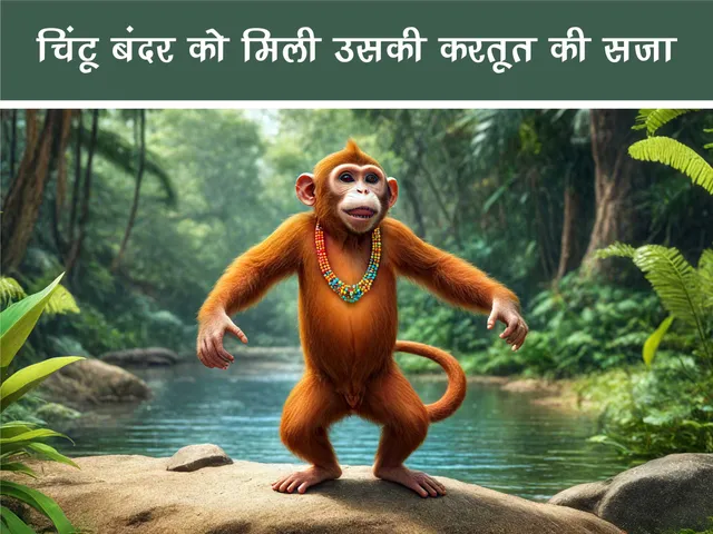 हिंदी जंगल कहानी: चिंटू बंदर को मिली उसकी करतूत की सजा