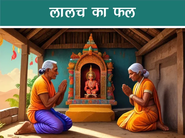 cartoon image of an Indian couple doing prayer