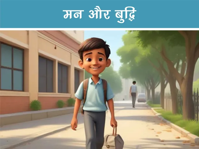 Boy going to school cartoon image