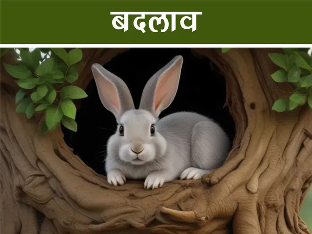 Rabbit in a tree hole cartoon image