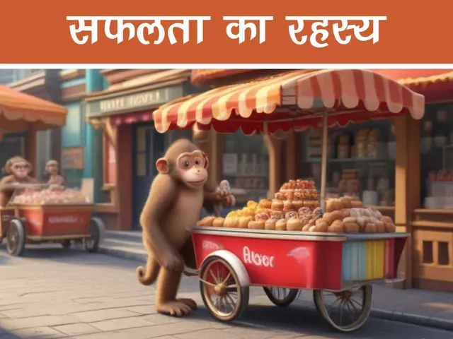 Monkey selling sweets cartoon image