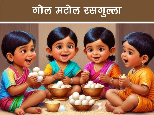 cartoon image of kids eating rasgulla