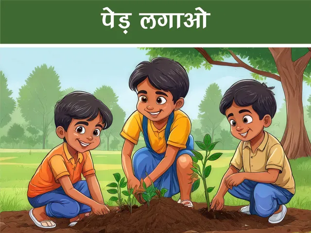 cartoon image of kids planting trees