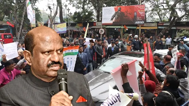 West Bengal Governor C V Ananda Bose was shown black flags by two student organisations as he arrived at Calcutta University.jpg