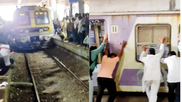 A local train was reversed in Navi Mumbai to rescue a 50-year-old woman who fell on the track during peak hours on Monday