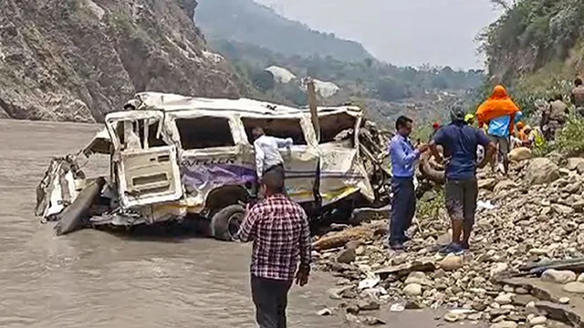 Rescue operation underway after a vehicle fell into a gorge in Uttarakhand's Rudraprayag, Saturday, June 15, 2024. Several passengers feared dead.