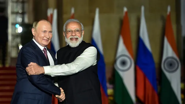 In this Monday, Dec. 6, 2021 file image Prime Minister Narendra Modi receives Russian President Vladimir Putin for a meeting at Hyderabad House in New Delhi.