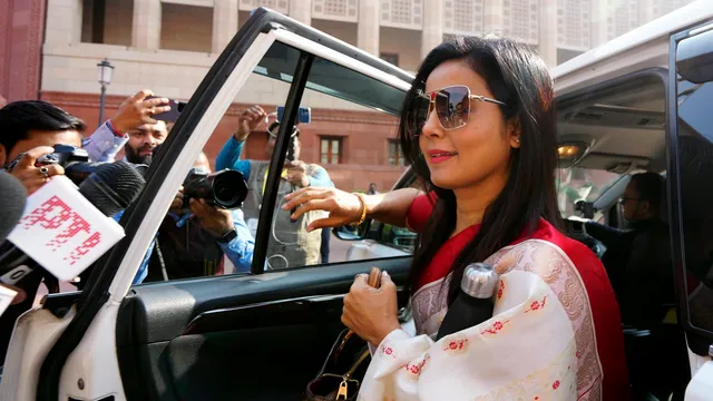 TMC MP Mahua Moitra arrives during the Winter session of Parliament, in New Delhi