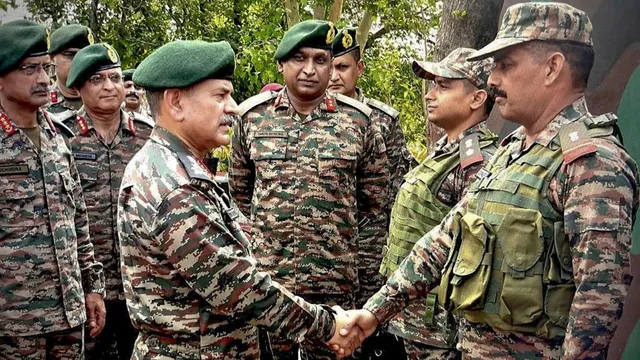 Chief of Army Satff General Upendra Dwivedi during his visit to the forward locations of White Knight Corps along the Line of Control (LoC), in Poonch.