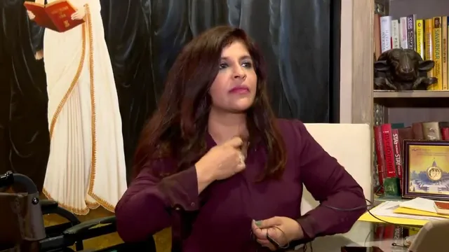 Shazia Ilmi in a videograb of the clip shared by Rajdeep Sardsai on X