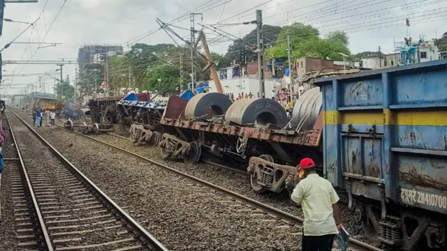 Five wagons of a goods train derailed, at Palghar railway station in Maharashtra, Tuesday evening, May 28, 2024