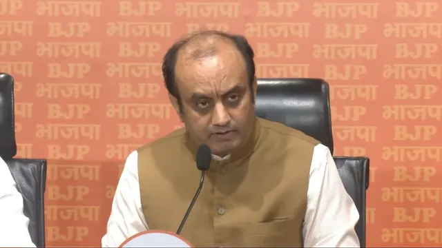 BJP national spokesperson Sudhanshu Trivedi addressing a press conference in New Delhi