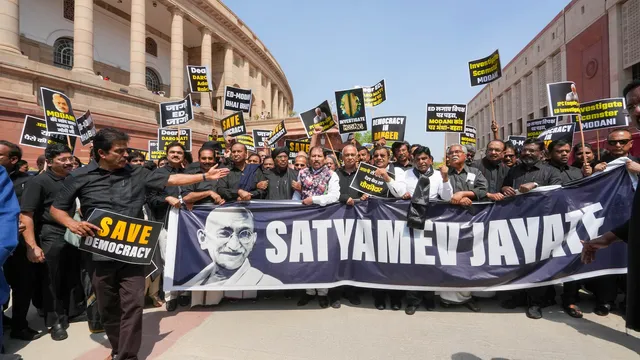 Opposition protest in black clothes