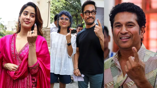 Janhvi Kapoor, Kiran Rao, Aamir Khan and Sachin Tendulkar after casting their votes during the fifth phase of Lok Sabha elections, in Mumbai, Monday, May 20, 2024