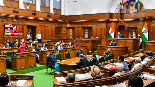 Delhi Finance Minister Atishi Singh presents the Delhi State Budget 2024-25 during the Budget session of Delhi Assembly, at Vidhan Sabha in New Delhi, Monday, March 4, 2024