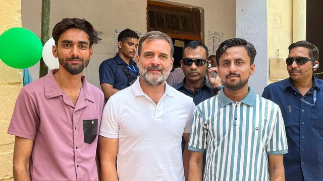 Congress leader and party candidate Rahul Gandhi during voting for the 5th phase of Lok Sabha elections, in Rae bareli