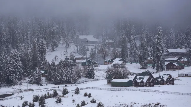 The ski resort of Gulmarg amid fresh snowfall, in Baramulla district of north Kashmir