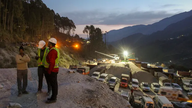 Rescuers at the Silkyara tunnel