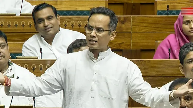 Congress MP Gaurav Gogoi speaks in the Lok Sabha during ongoing Parliament session, in New Delhi, Tuesday, July 2, 2024.