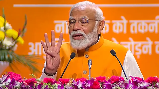 Prime Minister Narendra Modi participates in the 'Sashakt Nari - Viksit Bharat' programme, in New Delhi, Monday, March 11, 2024