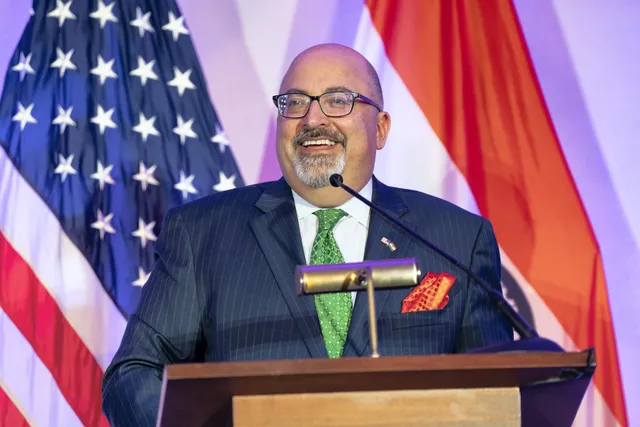 U.S.-India Business Council (USIBC) president Atul Keshap speaks at the USIBC Ideas Summit at the Renwick Gallery, in Washington