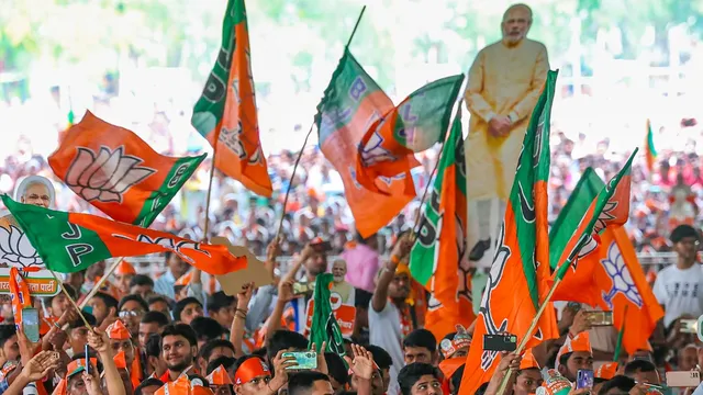 BJP supporters during a public meeting of Prime Minister Narendra Modi for Lok Sabha elections, in Motihari, East Champaran district, Tuesday, May 21, 2024