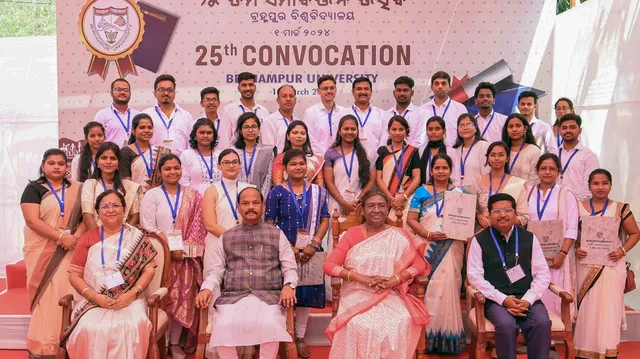 President Droupadi Murmu addressing the 25th convocation of Berhampur University at Bhanja Bihar in Ganjam district of Odisha