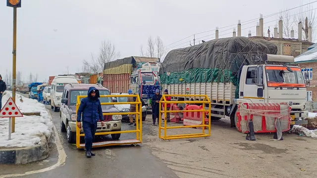 Jammu-Srinagar national highway closed for carrying out repairs as the road was damaged as several places due to landslides, in Anantnag