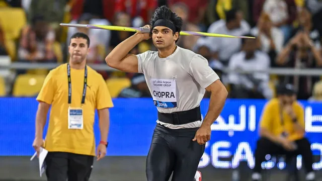 Javelin thrower Neeraj Chopra competes in Diamond League 2023, in Doha, Qatar, on May 5, 2023. Chopra won the gold medal in men's javelin throw event with a throw of 88.67m