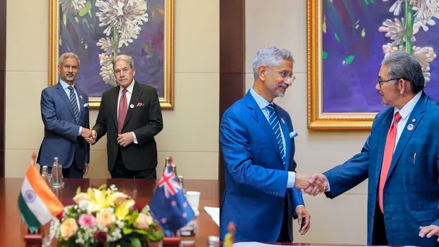 External Affairs Minister S. Jaishankar with Foreign Ministers of New Zealand and Brunei, in Vientiane