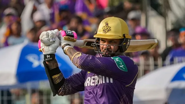 Kolkata Knight Riders player Sunil Narine during an Indian Premier League (IPL) T20 cricket match between Kolkata Knight Riders and Royal Challengers Bengaluru