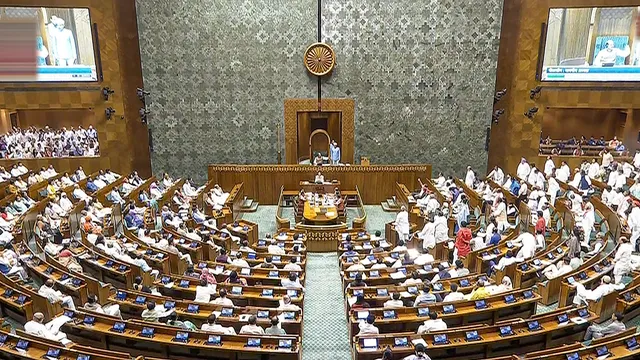 Lok Sabha Speaker Om Birla conducts proceedings in the House on the first day of Parliament session, in New Delhi, Monday, July 22, 2024.