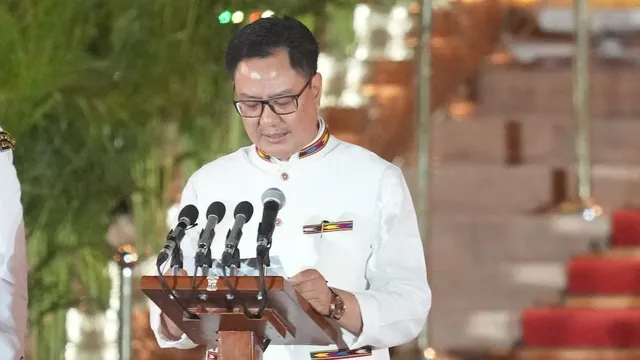 Kiren Rijiju takes oath as minister, at the swearing-in ceremony of the new Union government at Rashtrapati Bhavan, in New Delhi, Sunday, June 9, 2024.