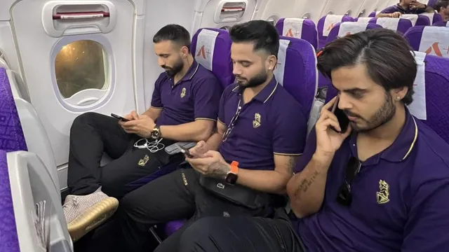 Kolkata Knight Riders players in the charter flight that had to be diverted to Guwahati first and then to Varanasi after adverse weather conditions made it impossible to land the plane in Kolkata