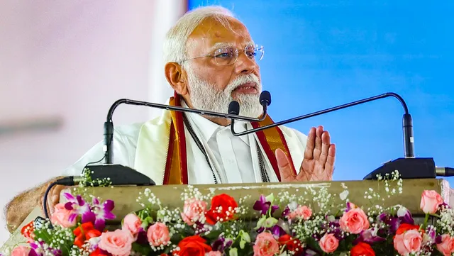 Prime Minister Narendra Modi addressing a well-attended public rally in Adilabad, Telangana on 4th March, 2024