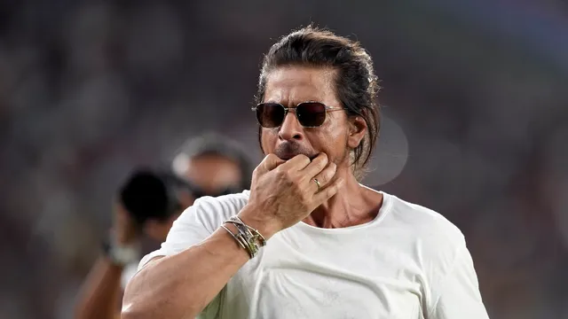 Shah Rukh Khan greets the crowd after the Qualifier 1 of Indian Premier League (IPL) 2024 T20 between Kolkata Knight Riders and Sunrisers Hyderabad's, at the Narendra Modi Stadium, in Ahmedabad, Tuesday, May 21, 2024. KKR won the match by 8 wickets to enter the finals