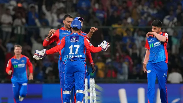 Delhi Capitals bowler Axar Patel with captain Rishabh Pant during the Indian Premier League (IPL) 2024 cricket match