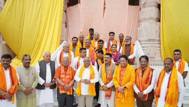 Gujarat CM Bhupendra Patel along with his cabinet ministers offered prayers at Ayodhya's Ram Janmabhoomi Temple.