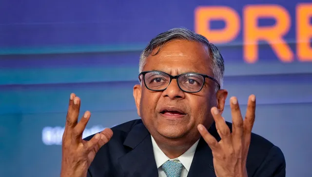 B20 India Chair and Tata Sons’ Executive Chairman Natarajan Chandrasekaran addresses a press conference.jpg