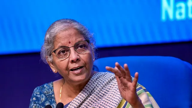 Union Finance Minister Nirmala Sitharaman speaks during a media briefing after the 51st Goods and Services Tax (GST) Council Meeting, in New Delhi