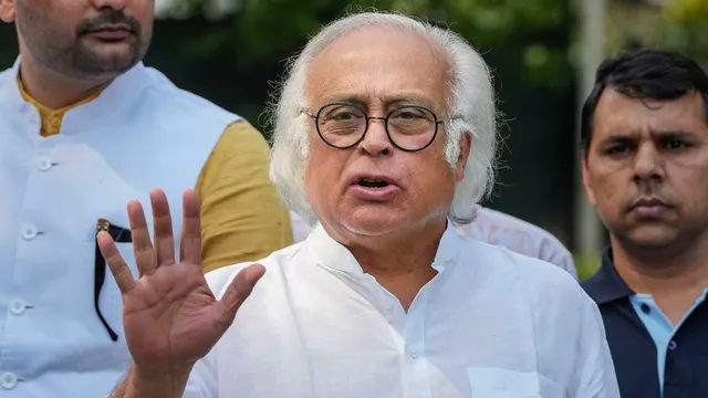 Jairam Ramesh talks to the media at AICC HQ in Delhi, Monday