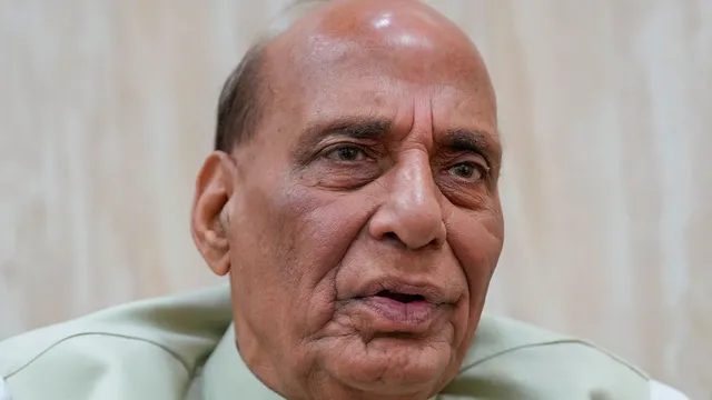 Union Defence Minister Rajnath Singh during an interview with PTI, in New Delhi