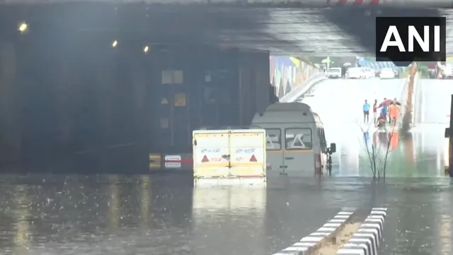 Waterlogging on the underpass at Moolchand