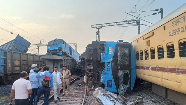 Relief operation underway after a goods train derailed in an accident at Sirhind in Fatehgarh Sahib, Sunday, June 2, 2024