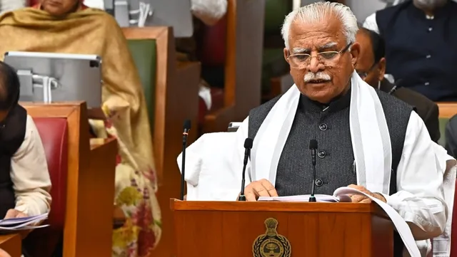 Haryana Chief Minister Manohar Lal Khattar presents the Budget in the Assembly. 