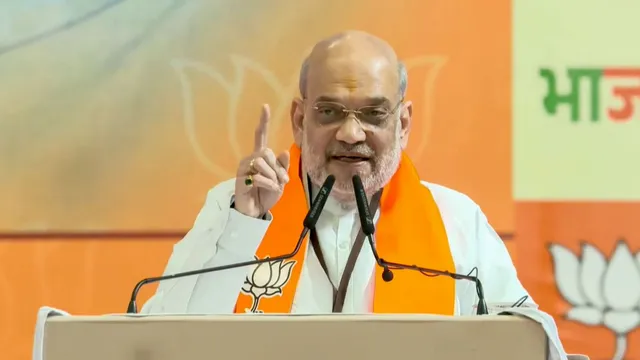 Union Minister Amit Shah addresses the state convention of BJP Maharashtra, in Pune, Sunday, July 21, 2024.