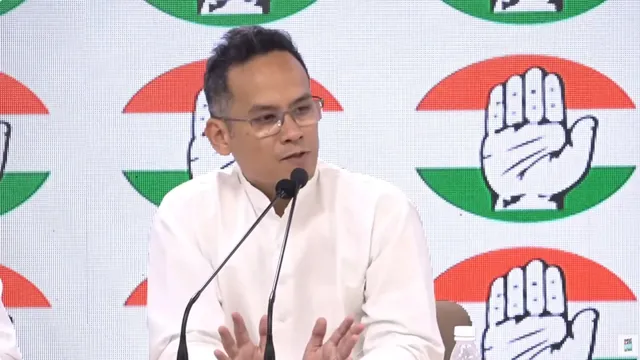 Congress leader Gaurav Gogoi addressing a press conference at the AICC headquarters