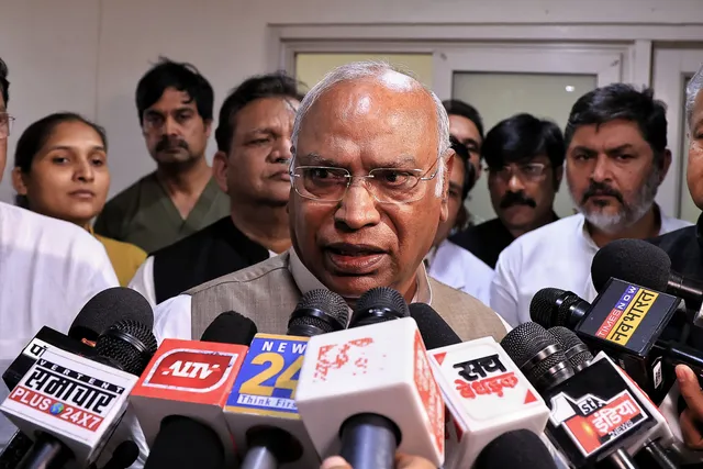 ongress President Mallikarjun Kharge addresses the media after meeting injured government officer Harshadipati Valmiki, in Jaipur